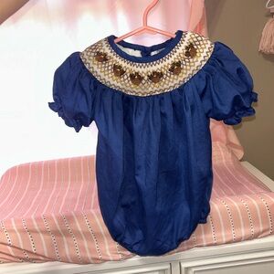 Blue Smocked Kids Bodysuit